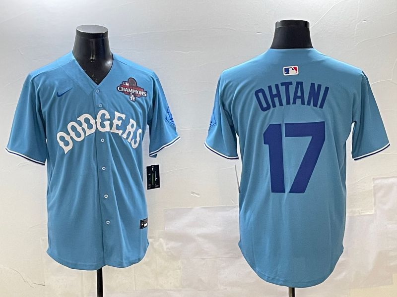 Men Los Angeles Dodgers #17 Ohtani Light Blue Throwback Game 2025 Nike MLB Jersey style 5->los angeles dodgers->MLB Jersey